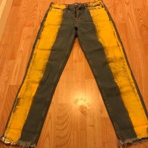 Yellow stripe jeans (hand-painted)